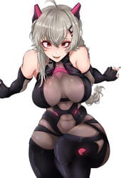 1girls big_breasts breasts female female_only indie_virtual_youtuber looking_at_viewer red_eyes saruei_(vtuber) vank0art virtual_youtuber white_hair