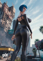 1girls 3d ass big_ass big_breasts blue_hair breasts busty curvy cyberpunk_2077 evelyn_parker female_only ga3ddolls hair hips hourglass_figure human humanoid large_breasts legs light-skinned_female light_skin lips looking_at_viewer looking_back rear_view short_hair sideboob solo_female thick thick_legs thighs voluptuous