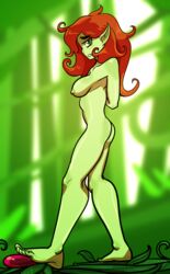 1girls 2d breasts dc dc_comics dc_super_hero_girls female female_only green-skinned_female green_skin nude pamela_isley pamela_isley_(shg) pointy_ears poison_ivy reathroch side_view sideboob solo