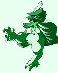 anthro breasts claws decidueye female female_decidueye genitals hi_res holding_leg holding_leg_up nintendo nulloffset pokémon_(species) pokemon presenting pussy raised_leg solo solo_focus spread_legs spreading talons video_games