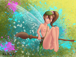 1girls 2010s 2015 bess breasts brown_hair disney disney_fairies eyes fairy fairy_wings female female_focus female_only flower flower_in_hair hair hat holding_object humanoid jpeg nipples open_eyes paintbrush pointy_ears posing purple_eyes pussy raithial signature sitting solo sparkle teeth uselessboy wings