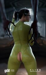 1girls 3d alien alien:_isolation alien_(franchise) amanda_ripley big_breasts breasts busty casual cleavage clothing curvy electronics eyewear female firearm ga3ddolls hair headset hips hourglass_figure human humanoid large_breasts latex legs light-skinned_female light_skin lips pale_skin shotgun skin_tight thick thick_legs thick_thighs thighs voluptuous weapon wide_hips xenomorph