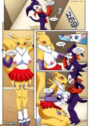 bbmbbf comic digihentai digimon digimon_adventure digimon_tamers dirty_gamers dress female furry gatomon high_heels imp impmon palcomix renamon skirt underwear vixen