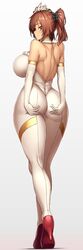 16.6_(artist) 1girls ass big_ass big_breasts big_butt breasts brown_hair female huge_breasts large_ass maki_chan makino_momiji_(artist) original ponytail race_queen solo standing thick_thighs thighs tight_clothing xyv_1