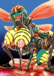 1boy 1girls bee bee_girl body_modification corruption egg_laying female huge_ass huge_breasts human_to_anthro insect_abdomen insect_abdomen_pussy insect_girl insect_humanoid insect_wings insectoid insects male post_transformation pussy_juice thecovertgarden thick_thighs transformation