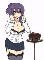 animated bra breasts butt_jiggle butt_shake cake dancing garter_belt glasses hips kaibuzetta large_breasts milf purple_hair rin_(senran_kagura) senran_kagura short_skirt skirt stockings suzune_(senran_kagura) thighhighs thighs tongue_out