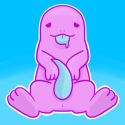 1:1 amphibian anthro anus blue_penis blue_tongue bodily_fluids drooling feet feral genitals male nintendo penis pink pink_body pink_skin pokémon_(species) pokemon quagsire saliva scalie solo spread_legs spreading tongue video_games whyv3rn303