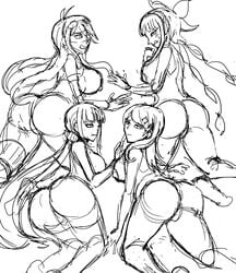 4girls akamatsu_kaede buranko! burankoprn chabashira_tenko danganronpa danganronpa_v3 female_only harukawa_maki iruma_miu sketch