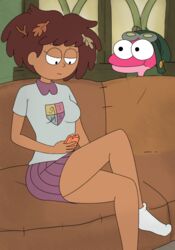 10s 1boy 1girls 2019 2d age_difference amphibia anne_boonchuy breasts dark-skinned_female dark_skin disney disney_channel disney_xd female fully_clothed indoors leaves leaves_in_hair older_female saint_james_school_uniform school_uniform schoolgirl silvercoconut sitting_on_couch smartphone socks sprig_plantar straight_hair teenage_girl teenage_girl_and_younger_boy teenager thick_thighs young younger_male