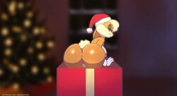 animated animated_gif anthro ass big_ass big_breasts blonde_hair blue_eyes breasts bunny_girl christmas furry furry_female gift gloves lola_bunny looking_at_viewer looking_back looney_tunes naked nipples nude orange-peel presenting_hindquarters pussy seductive space_jam