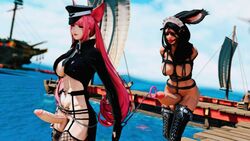 2futas 3d animal_ears areolae ball_gag balls big_breasts black_hair bondage breasts dark-skinned_futanari dark_skin dickgirl duo erect_nipples erection final_fantasy final_fantasy_xiv futa_only futa_urethral_insertion futa_with_futa futadom futanari futasub garter_straps hands_behind_back huge_breasts huge_cock huge_penis humanoid humanoid_penis intersex kemonomimi large_balls large_breasts latex leashed_genitals light-skinned_futanari light_skin miqo'te nipples nude pale_skin penis penis_leash pink_catto pink_hair pubic_tattoo sounding standing tan_skin tied_up urethral urethral_insertion viera wide_hips