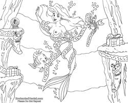 ariel ariel_(the_little_mermaid) breasts christmas crab disney disney_princess drawnthatwayxx enchantedhentai.com fish flounder hair long_hair mermaid nipples sebastian_(disney) sketch the_little_mermaid the_little_mermaid_(1989_film) underwater