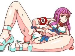 1girls 2019 abigail_(metal_slug) aqua_eyes bikini breasts female female_focus female_only long_hair looking_at_viewer medium_breasts metal_slug metal_slug_attack pink_hair pussy_visible_through_clothes simple_background snk spread_legs summer sweat white_background white_bikini