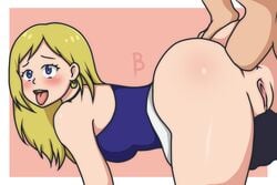 1boy 1boy1girl 1girls anal anal_sex ass big_ass big_penis blonde_hair blush izuku_midoriya melissa_shield my_hero_academia my_hero_academia:_two_heroes original_artwork pussy tagme tongue_out