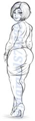 1girls ass big_ass big_butt big_penis buttplug female female latina leila mole_on_ass mom_leila original original_character rocksbear_(artist) sketch wide_hips