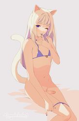 1futa animal_ears bikini blonde_hair bra catgirl clothed clothing dickgirl erection flat_chest futa_only futanari humanoid humanoid_penis kemonomimi lavender_incubus light-skinned_futanari light_skin long_hair magical_ondine mostly_nude pale_skin penis solo