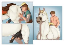2boys absurd_res all_fours anal anal_sex anatomically_correct anatomically_correct_anus anatomically_correct_genitalia anatomically_correct_penis animal_genitalia animal_penis anus ass ball_grab balls beast_rimming big_anus clothed clothing disney doggy_style ekayas equid equine equine_penis eugene_fitzherbert feral feral_penetrated from_behind_position fully_clothed furry gay genitals hi_res horse horse_penetrated human human_on_feral human_on_male human_penetrating human_penetrating_feral interspecies kissing_anus larger_feral looking_pleasured male male/male male_on_feral male_only male_penetrated male_penetrating male_penetrating_feral mammal maximus_(tangled) medial_ring nude oral penetration penis rimming rimming_horse sex simple_background size_difference smaller_human tangled yaoi zoophilia