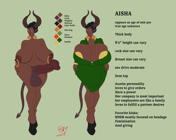 1futa aisha_(redh) animal_genitalia areolae balls big_breasts breasts business_suit character_name character_sheet dark-skinned_futanari dark_skin demon description erection futa_only futanari horns horsecock huge_balls huge_cock humanoid nipples penis redh self_upload solo standing tail text thick_ass thick_penis thick_thighs