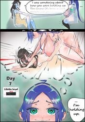 1futa abigorli big_ass big_balls big_breasts big_penis blue_hair blush breast_size_difference dialogue fantasizing futa_on_female futanari green_eyes huge_balls huge_breasts huge_butt huge_cock huge_penis large_ass large_breasts large_penis light-skinned_female light-skinned_futanari neck_grab no_nut_november rape rape_face size_difference tagme