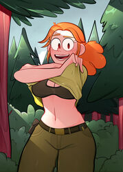 arkeus female orange_hair park_ranger ranger_tabes solo solo_female tagme undressing we_bare_bears