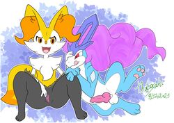 absurd_res balls braixen erection female genitals headpat hi_res katsurokurosaki knot legendary_pokemon male male/female nintendo open_mouth penis pokémon_(species) pokemon pokemon_(species) presenting_dick pussy raising_leg spread_pussy spreading suicune tongue tongue_out video_games