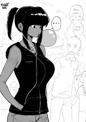 ... 1girls anggita_putri_(norman_maggot) breasts bubblegum dark-skinned_female dark_skin english_text female huge_breasts monochrome norman_maggot original ponytail sleeveless solo_focus teenager