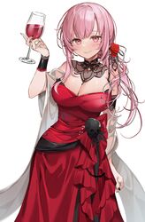 1girls big_breasts black_nail_polish black_nails blush breasts cleavage dress female hair_ornament hi_res holding_object hololive hololive_english hololive_myth jewelry looking_at_viewer machi7769 mori_calliope nail_polish pink_eyes pink_hair red_dress red_eyes red_nails rose skull smile solo tagme tight_clothing virtual_youtuber voluptuous vtuber white_background wide_hips wine wine_glass