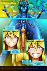 artoria artoria_pendragon_(fate) artoria_pendragon_(lancer) bdsm_gear biological_unit blonde_eyebrows blonde_hair bondage bondage_furniture bondage_gear bondage_outfit comic comic_cover comic_page core_life_unit crown encasement english_text fate/grand_order fate/stay_night fate_(series) female female_focus female_only fetish_studio fetishabyss fetishstudio gold gold_(metal) gold_encasement gold_eyes gold_hair golden_eyes golden_hair green_eyes inanimate inanimate_transformation latex latex_bondage latex_encasement latex_suit mineralization page_11 parody parody_comic parody_porn petrification petrified rhongomyniad statue subscribestar_username transformation transformation_sequence vibrator