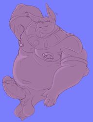 alien anthro balls belly biceps boner champa domestic_cat dragon_ball dragon_ball_super erection felid feline felis genitals hairy_balls haxsmack hi_res male male_focus male_only mammal monochrome musclegut muscular_arms navel nipple_piercing nipples pecs penis piercing purple_body solo solo_male torso_shot