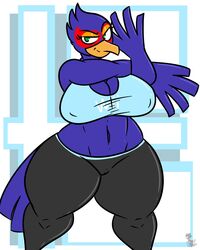 1girls anthro big_breasts falco_lombardi female furry kingretrokirby mtf_transformation nintendo rule_63 star_fox tagme thick_thighs wii_fit wii_fit_falco