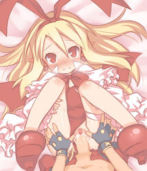 blonde_hair censored disgaea flonne flonne_(fallen_angel) high_heels looking_at_viewer red_eyes sex