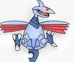 2015 avian balls feral leskarmory looking_at_viewer male male_only nintendo open_mouth penis pokemon skarmory spread_legs spreading testicles tongue uncut video_games wings