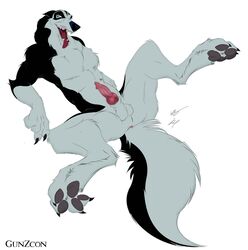 1boy anthro anus balls balto_(film) blue_eyes canine canine_penis gunzcon knot male male_only paws penis solo steele tail tongue_out