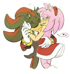 aimyneko amy_rose bare_back dress hedgehog open-back_dress pink_back pink_fur pink_hair romantic shadow_the_hedgehog sonic_(series)