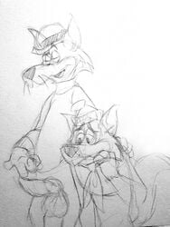 2boys anthro furry hanna-barbera hat ladysomnambule loopy_(loopy_de_loop) loopy_de_loop open_mouth penis sketch tail whiskers wolf