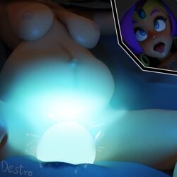 1girls 3d big_belly birth blue_eyes cloak cumming_from_childbirth egg_laying female female_only glowing glowing_belly hdddestroyer hooded_cloak pondering_my_orb pregnancy pregnant purple_hair shantae shantae_(character) solo