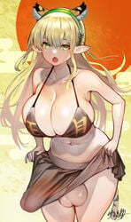 1futa :o animal_ears balls big_balls big_breasts bikini bikini_top blonde_hair breasts bulge chinese_zodiac clothed clothes_lift clothing elf erection erection_under_clothes fake_animal_ears futa_only futanari futanari_no_elf green_eyes headband huge_cock humanoid humanoid_penis kawakami_masaki large_breasts light-skinned_futanari light_skin long_hair mara_(futanari_no_elf) mostly_nude new_year open_mouth pale_skin penis pointy_ears skirt skirt_lift solo swimsuit tail testicles tiger_ears tiger_girl tiger_tail year_of_the_tiger