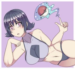 blush breasts cute_expression female female_focus female_only game_freak gym_leader light-skinned_female nintendo pokeball pokemon pokemon_hgss pokemon_rgby psychic sabrina_(pokemon) sabrina_(pokemon_hgss) short_hair solo solo_female thighs