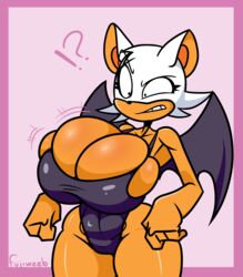 2020 ?! absurd_res anthro big_breasts breasts chiropteran clothing female fingers fujiweeb hi_res huge_breasts mammal rouge_the_bat sega solo sonic_(series) sonic_the_hedgehog_(series) swimwear tight_clothing wings