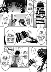 azasuke big_penis black_lagoon censored dialogue english_text huge_cock licking licking_penis monochrome okajima_rokuro revy touching_penis