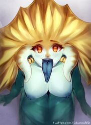 absurd_res animal_genitalia anthro apode big_breasts big_nipples big_penis breasts digital_media_(artwork) dota dota_2 draconcopode female genital_slit genitals hi_res humanoid lamia legless likunea long_tongue looking_at_viewer mammal marine merfolk monster_girl_(genre) multicolored_body multicolored_skin naga_siren nipples nude open_mouth penis presenting_mouth pussy reptile scales scalie serpentine simple_background slit slithice_the_naga_siren snake solo split_form tongue tongue_out video_games white_background yellow_eyes