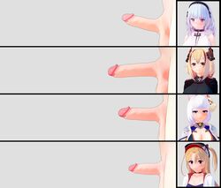 3d azur_lane cleveland_(azur_lane) dido_(azur_lane) futa_only futanari kaga_(azur_lane) multiple_girls multiple_penises penis penis_size_chart penis_size_comparison penis_size_difference roon_(azur_lane) small_penis