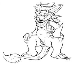 1cuntboy 2020 anthro belly black_and_white bori_(neopets) cartoony chubby claws clitoris crouching cuntboy cuntboy_only darigan_bori eyewear fangs front_view genitals glasses half-closed_eyes intersex jumpstart_games looking_away monochrome mostly_nude narrowed_eyes nastrabbit navel neopet_(species) neopets nude open_mouth open_smile presenting presenting_pussy pussy scarf signature smile solo tail tail_tuft tenkowskivideo_games