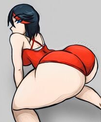 1girls ass ass_focus ass_up biggy_deez black_hair blue_eyes deezysempai female female_focus female_only huge_ass kill_la_kill light-skinned_female light_skin looking_at_viewer looking_back matoi_ryuuko on_all_fours pale-skinned_female pale_skin short_hair simple_background solo solo_female solo_focus thick_thighs wide_hips