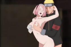 1boy 1girls agung911 ambiguous_penetration arm_around_neck armband bandaged_arm bandages blonde_hair breast_grab breasts cheating cheating_boyfriend cheating_girlfriend closed_eyes clothed_male_nude_female duo female grabbing_from_behind headband jacket male naruto naruto:_the_last naruto_(series) naruto_shippuden netorare ntr open_mouth pink_hair sakura_haruno standing standing_sex straight uzumaki_naruto