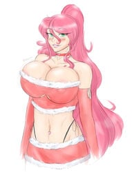 1girls 2022 big_breasts blush breasts breasts_bigger_than_head child_bearing_hips choker christmas collar female female_only green_eyes huge_breasts large_breasts lingerie long_hair looking_at_viewer midriff navel_piercing nxlth opera_gloves pale_skin ponytail pyrrha_nikos red_hair rwby santa_costume smile thong xlthuathopec