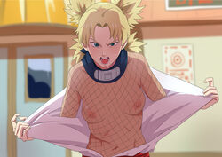 1girls 2021 angry annoyed before_sex blonde_hair breasts clothing clothing_pull collar female female_focus female_only fishnet_shirt fishnets forehead_protector kimono kimono_pull konohagakure light-skinned_female light_skin long_hair looking_at_viewer naruto naruto_(classic) naruto_(series) no_bra petite pierrot_(company) quad_tails shiny shiny_hair shiny_skin shounen_jump single_girl skindentation solo solo_female solo_focus sunagakure_symbol teal_eyes temari tied_hair undressing upper_body vyzov_tv young younger_female