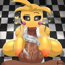 <3_eyes 1boy 1girls absurd_res big_breasts big_penis breasts dark-skinned_male dark_skin duo erect_nipples fellatio female five_nights_at_freddy's five_nights_at_freddy's_2 genitals heart hi_res huge_breasts huge_cock huge_toy_chica human kneeling long_tongue looking_at_viewer looking_pleasured lovetaste_chica machine male male/female male_human/female_robot mammal mistpirit nipple_piercing nipples oral penile penis pov robot robot_girl sex tongue toy_chica_(fnaf) toy_chica_(love_taste) video_games