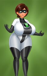 1girls ben_10 ben_tennyson bodysuit breast brown_hair busty cartoon_network confused confused_look confusion curvy disney elastigirl female female_ben female_focus female_only green_eyes helen_parr hyper_bimbo large_breasts latex_suit lipstick mask omnitrix pawg pixar rule_63 saturnxart short_hair smooth_skin superheroine the_incredibles thick_thighs thighs transformation venus_body voluptuous