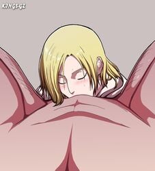 all_the_way_to_the_base annie_leonhardt attack_on_titan blonde_female blonde_hair blowjob blue_eyes blush closed_eyes deepthroat deepthroat_holder deepthroat_no_hands eyes_closed faceless_male fellatio female imminent_cumshot kings-gz male medium_hair no_gag_reflex oral pov shingeki_no_kyojin sucking